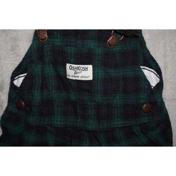 Oshkosh B'Gosh Green Plaid Skirt Overall Dress Girls Size 18M Toddler Kids - Picture 3 of 9